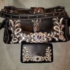 Western Rhinestone Shoulder 🔥Bag  & Wallet SET 🔥